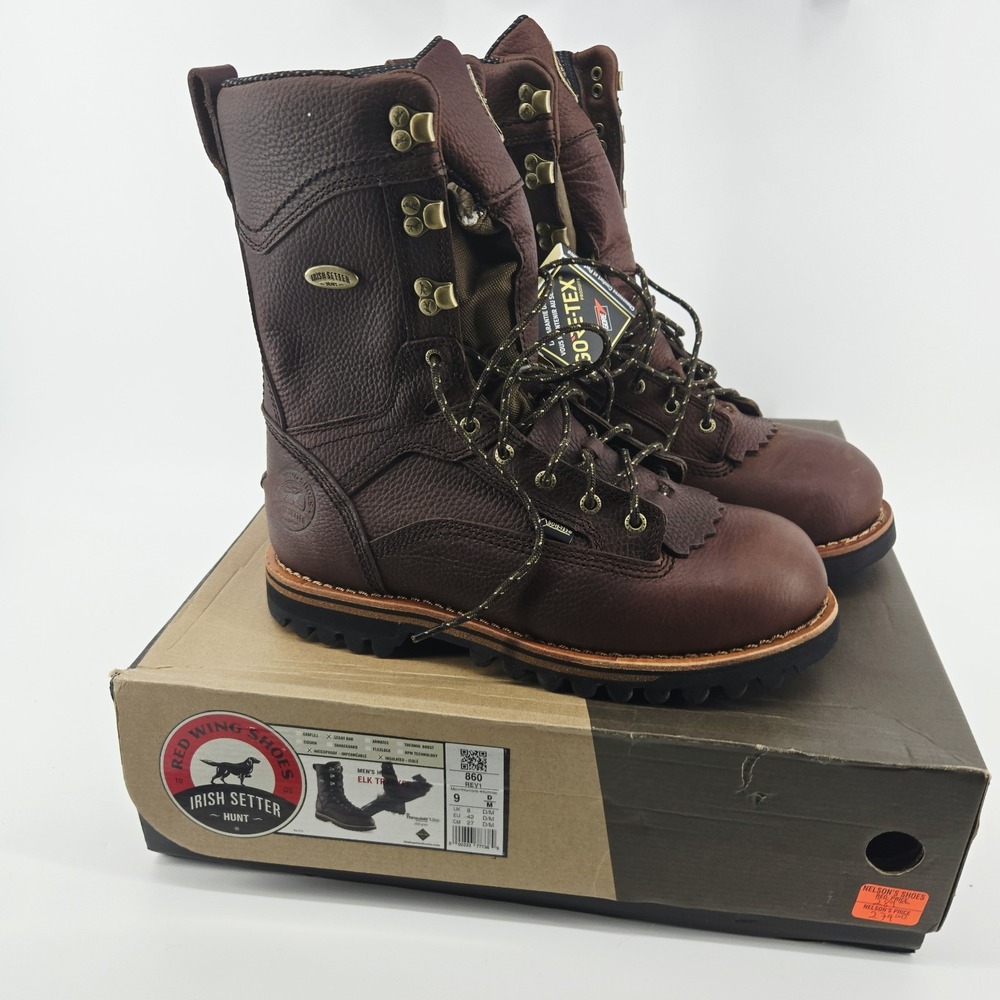 Irish Setter Elk Tracker Hunting Boots Men's Size 9 D Insulated WP 860 Brown
